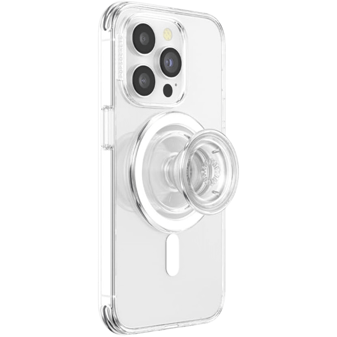 PopSockets Phone Grip Compatible with MagSafe, Adapter Ring for MagSafe Included, Phone Holder, Wireless Charging Compatible - Clear