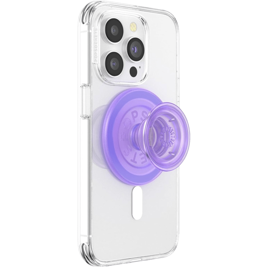 PopSockets Phone Grip Compatible with MagSafe, Adapter Ring for MagSafe Included, Phone Holder, Wireless Charging Compatible - Lavender Translucent