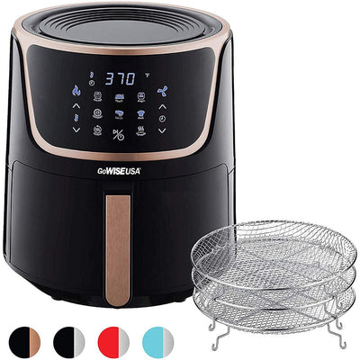 GoWISE 7-Quart Electric Air Fryer with Dehydrator & 3 Stackable Racks - Black/Copper