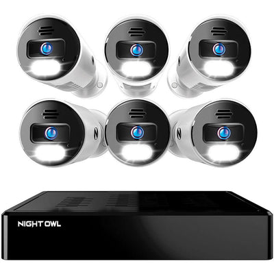 Night Owl Indoor/Outdoor 6-Camera Wired 4K Ultra HD 2TB NVR Spotlight Surveillance System - White