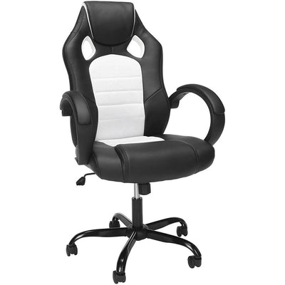 OFM Essentials Collection White High-Back Gaming Chair with Padded Loop Arms